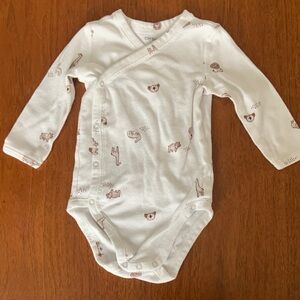 😊FREE😊 Carter's White Bodysuit with Brown Animal Print size 6m
